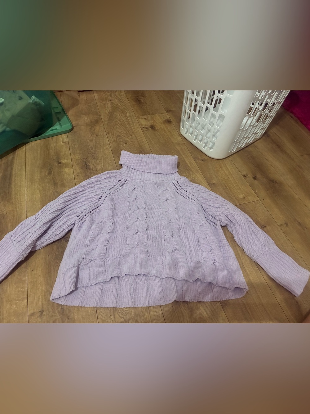 Charlotte Russe Lilac Cable Turtleneck Sweater